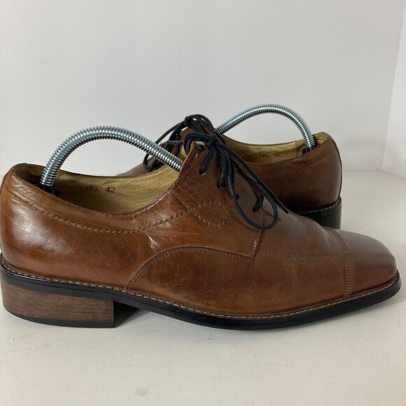 Mens Ravello Brown Leather Handmade Tie Dress Shoe Eu 42 M 8.5